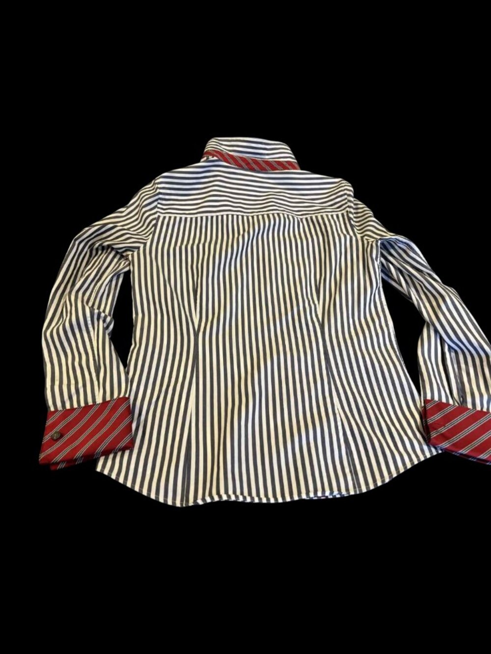 Brooks Brothers 346 Navy Striped French Cuff Shirt Red Repp Contrast 6 - Picture 3 of 4